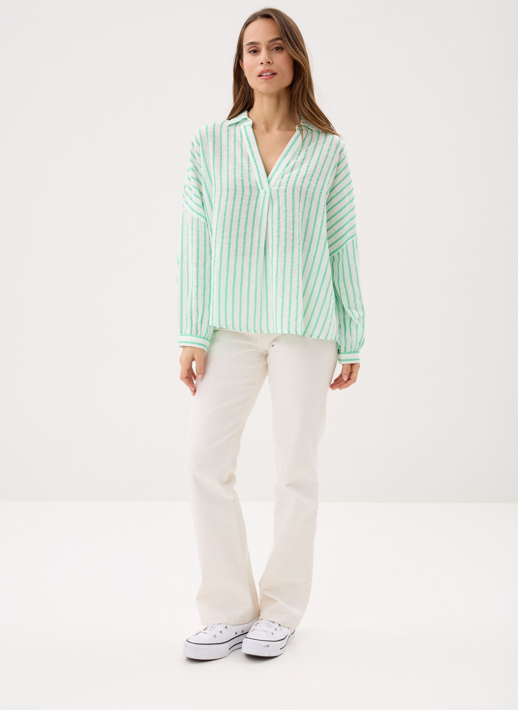 Chemises manches longues CHEBICO femme vert MADE BY Chemises manches longues CHEBICO femme vert IMP_TRANSAT VERT_ECRU