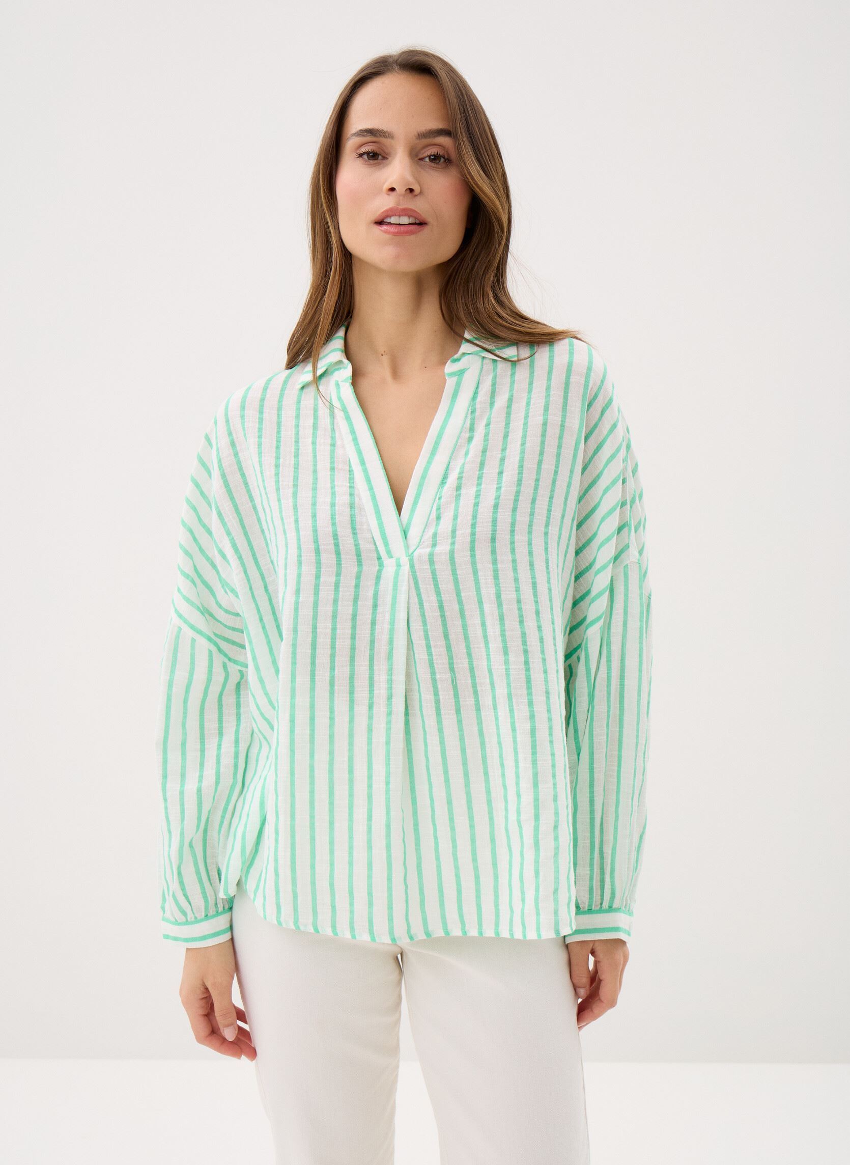 Chemises manches longues CHEBICO femme vert MADE BY Chemises manches longues CHEBICO femme vert IMP_TRANSAT VERT_ECRU