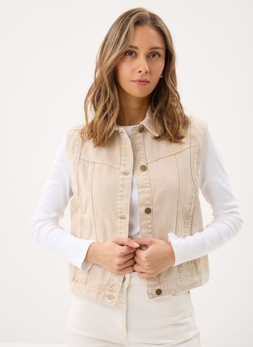MADE BY Vestes sans manches VESTE-TWILL femme beige