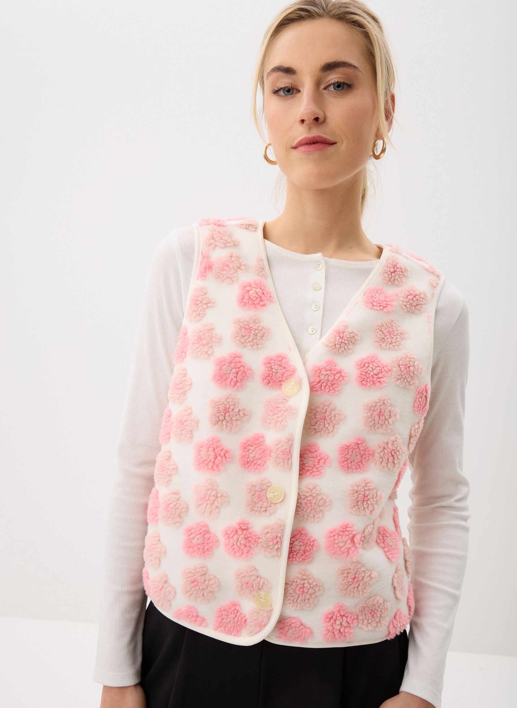 Vesten MSHERPA-FLEURS dames beige MADE BY Vesten MSHERPA-FLEURS dames beige CLOUD DANCER
