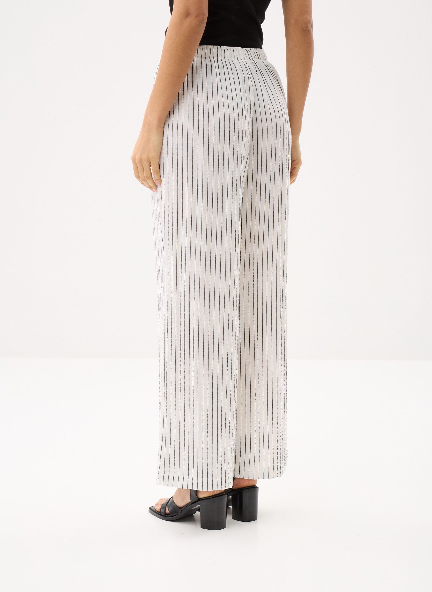 Wijde broeken PANTALON - FLUIDE - RAYE dames wit MADE BY Wijde broeken PANTALON - FLUIDE - RAYE dames wit RAY-PANLI-W
