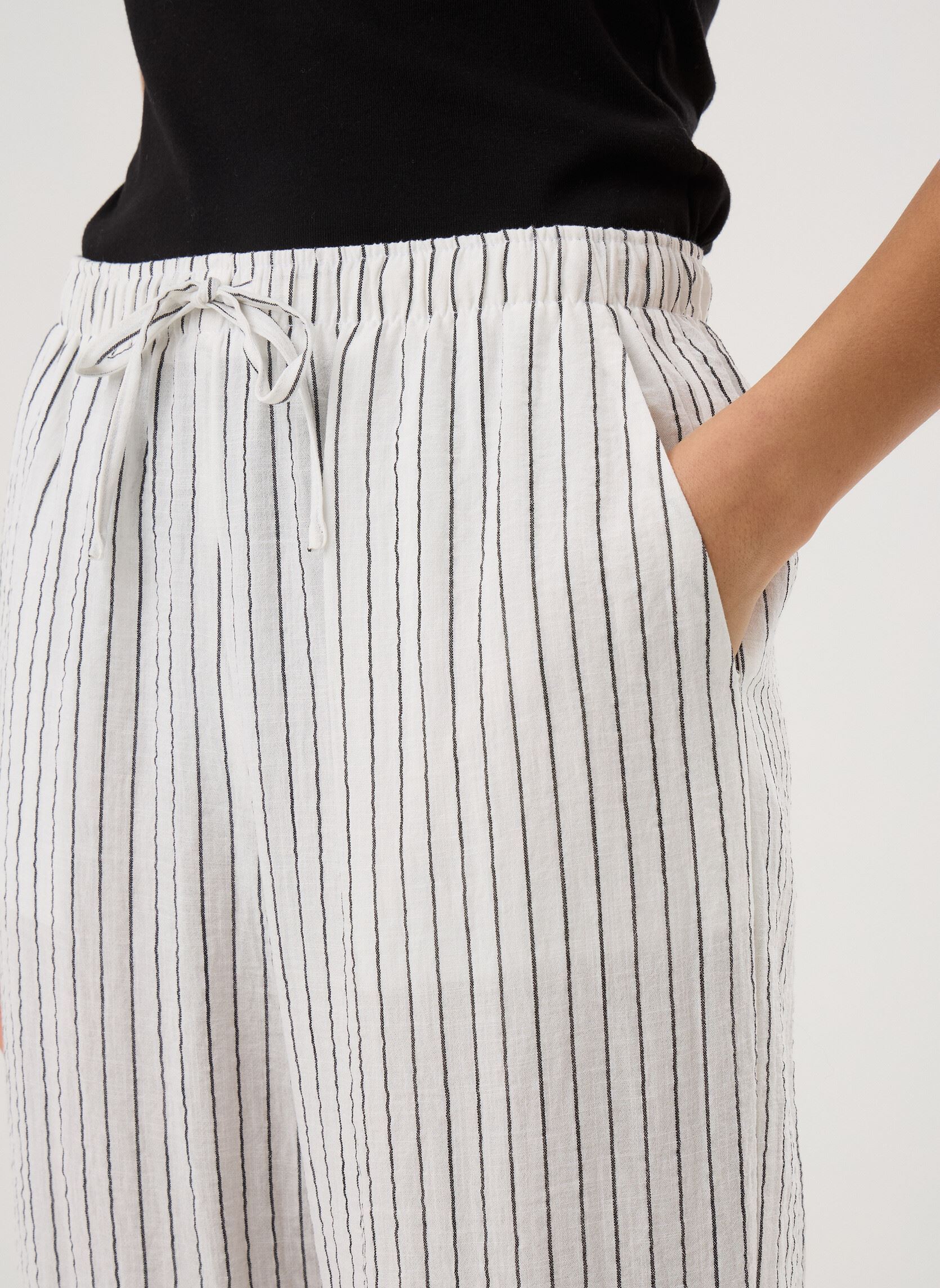 Wijde broeken PANTALON - FLUIDE - RAYE dames wit MADE BY Wijde broeken PANTALON - FLUIDE - RAYE dames wit RAY-PANLI-W