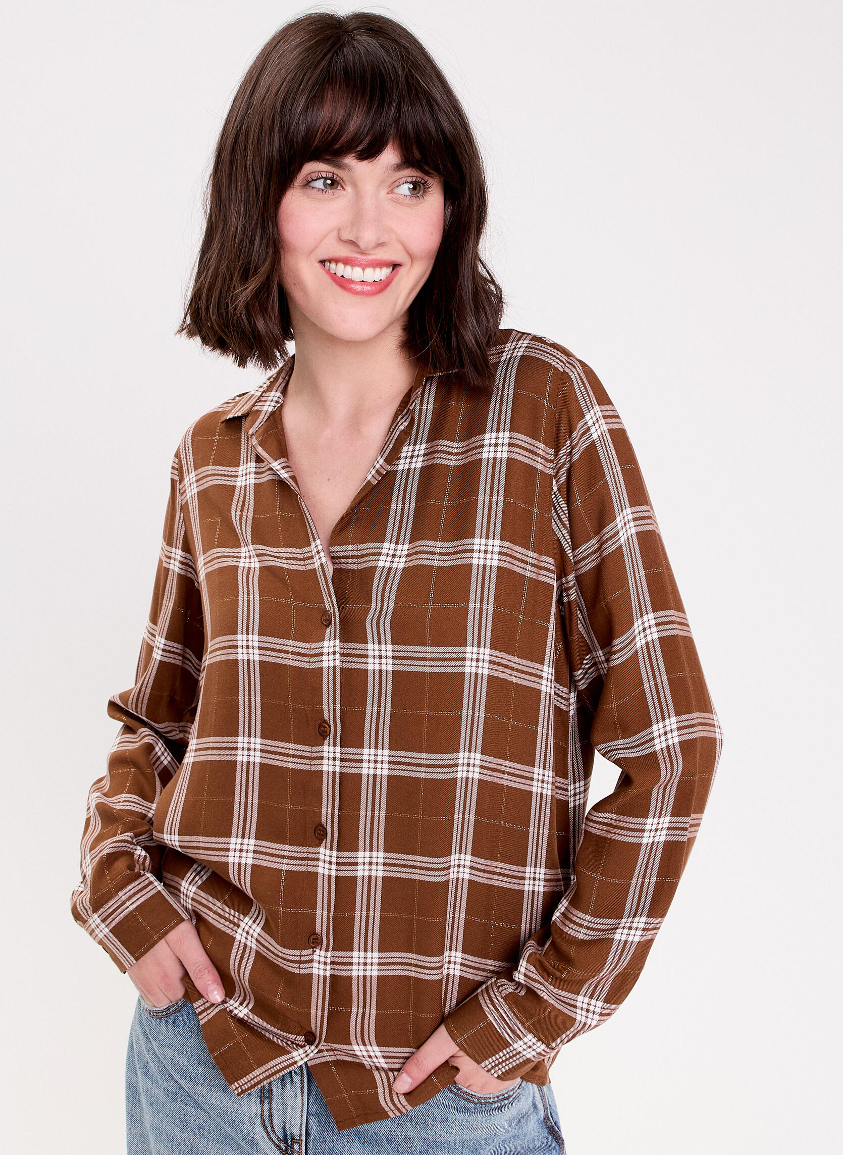 Chemise D’équitation Femme Noble Outfitters – Marron/gris – Manches Longues