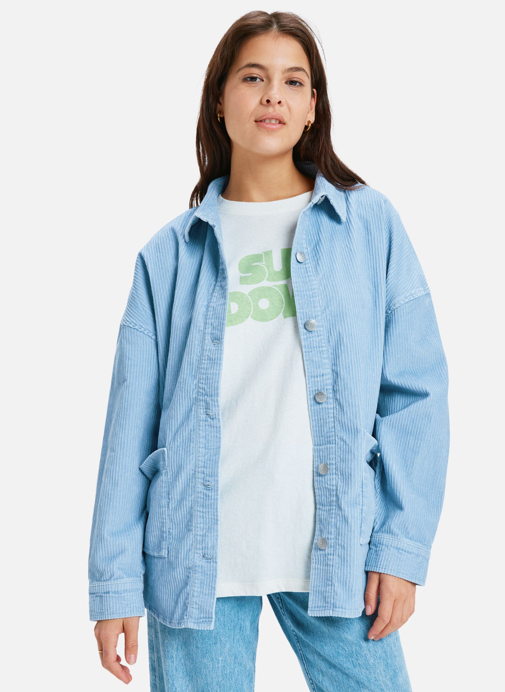 Blousons Kick Back Washed Cord femme bleu Roxy Blousons Kick Back Washed Cord femme bleu Bleu