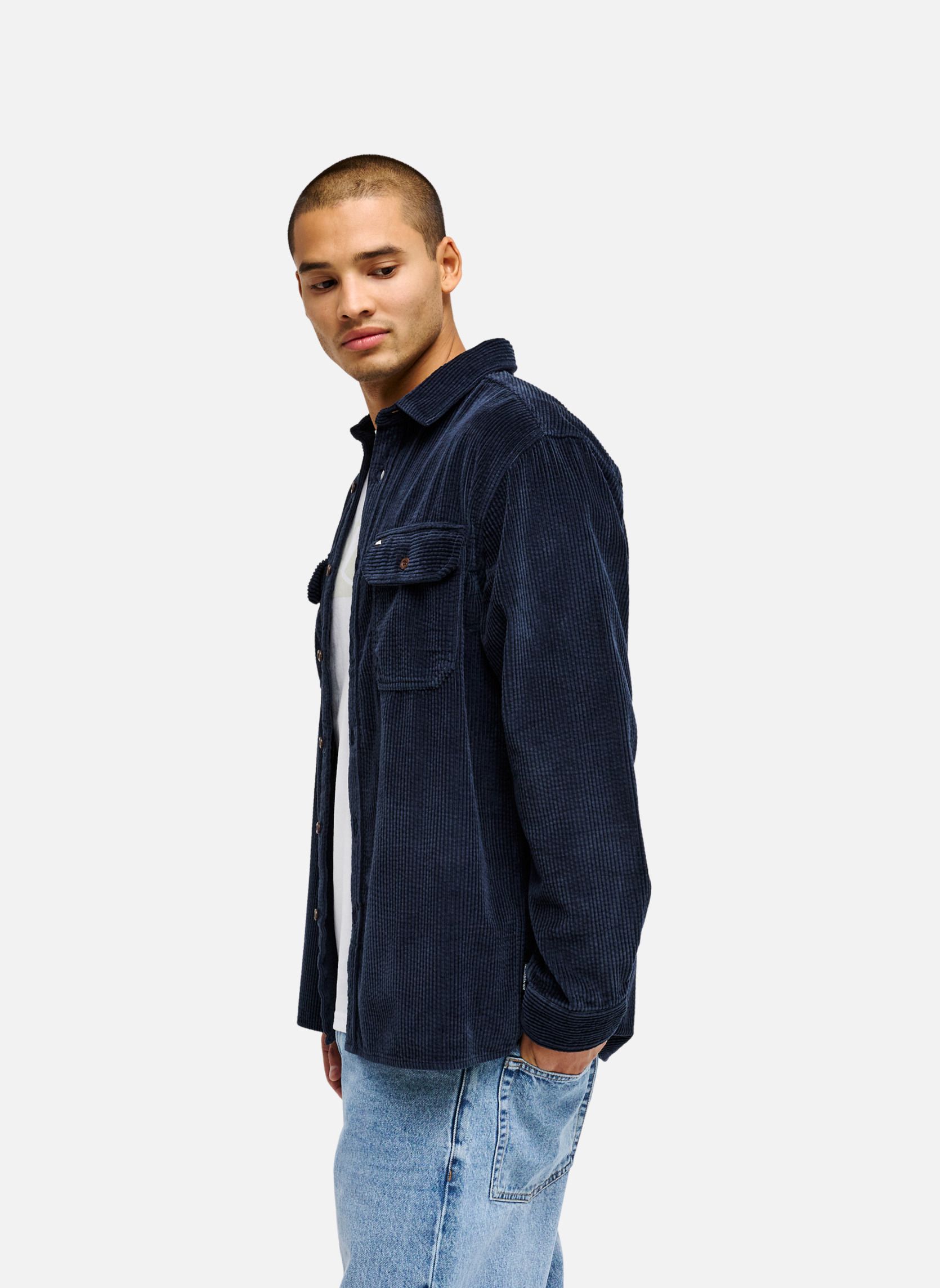 Chemises Chemise en velours côtelé VENTURE CORD homme bleu Quiksilver Chemises Chemise en velours côtelé VENTURE CORD homme bleu Bleu foncé