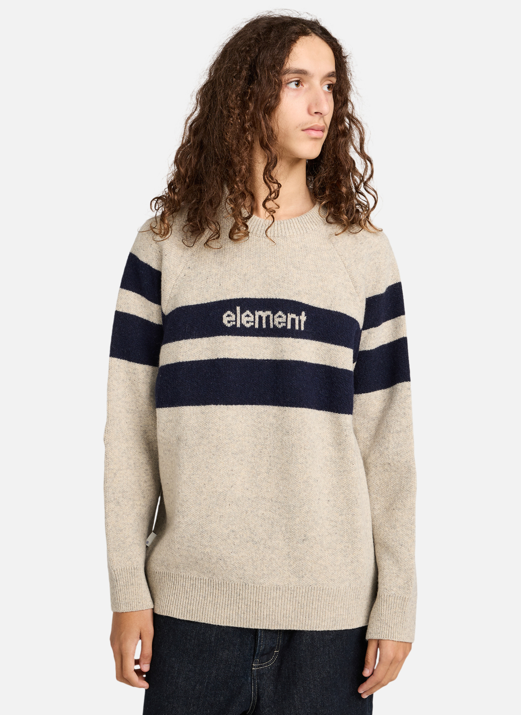 Pull Col Rond Element Pulls Pull à col rond 2000S RIB CR homme beige | Sarenza France