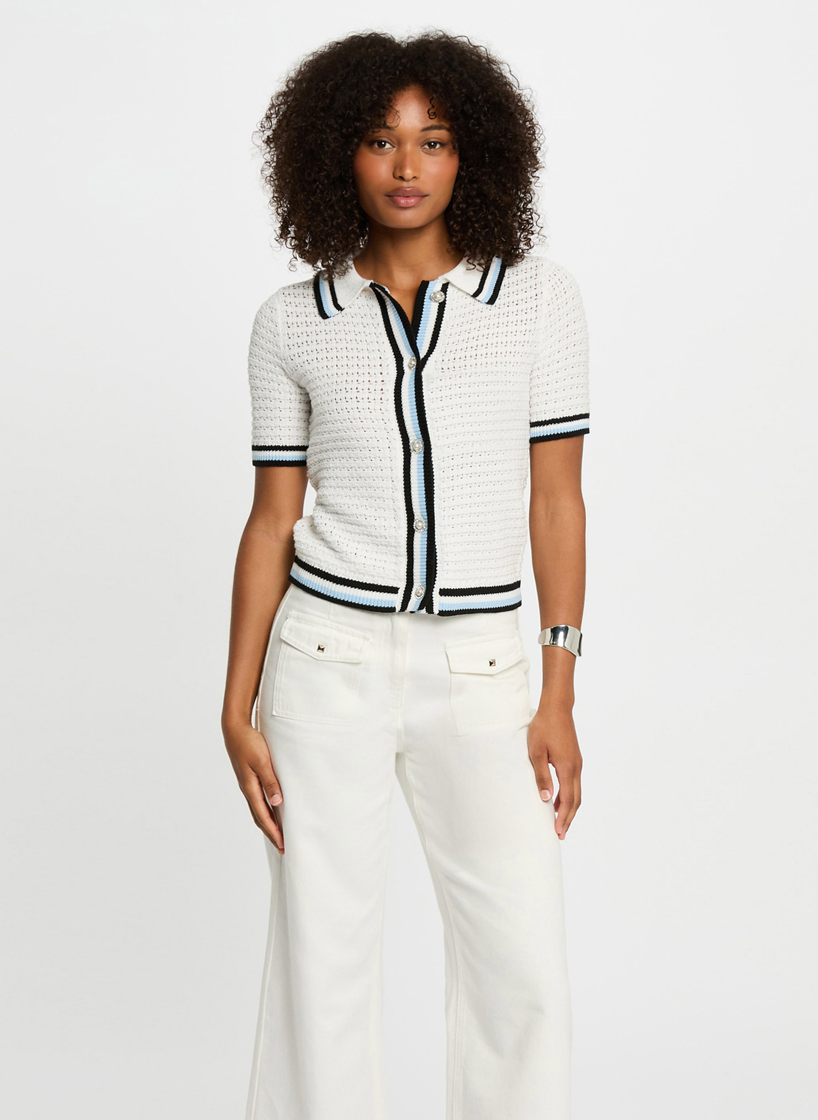 Gilet manches 3/4 bleu pétrole femme | Morgan