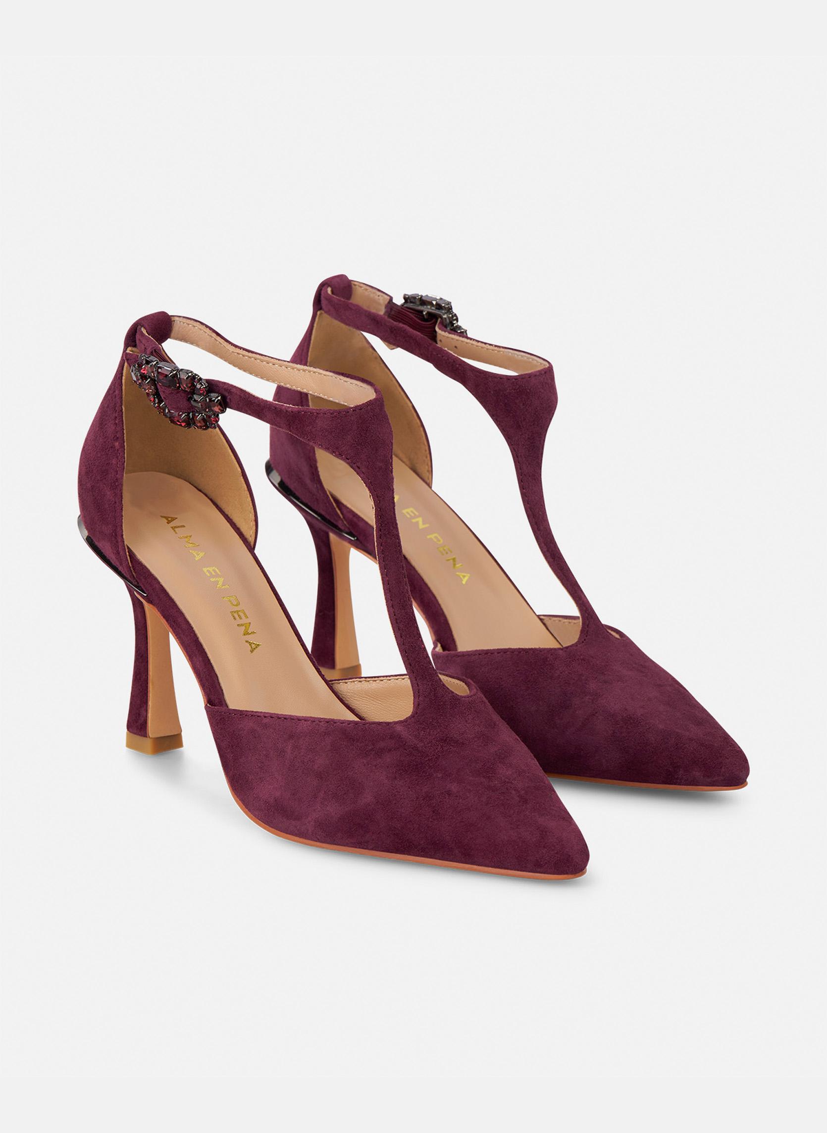 Escarpins Confortables Couleur Bordeaux - Pointure 36.5 EU - En Cuir - Occasion En Bon état