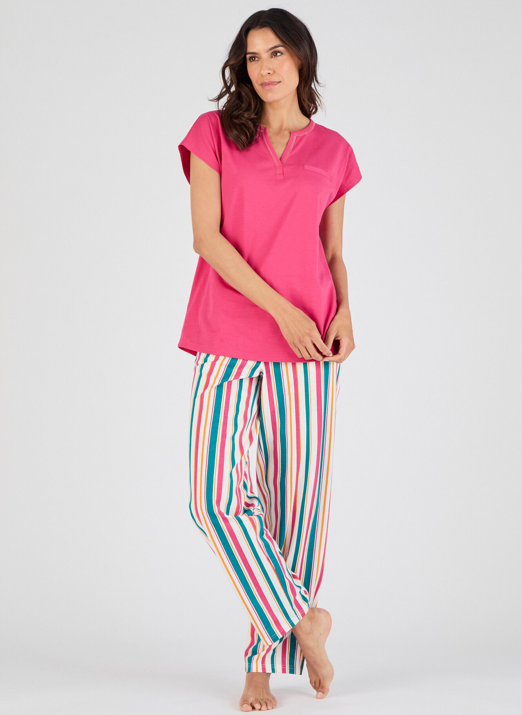 Pyjama Maille Jersey Pur Coton Peigné - Damart - Rouge - - 35.99