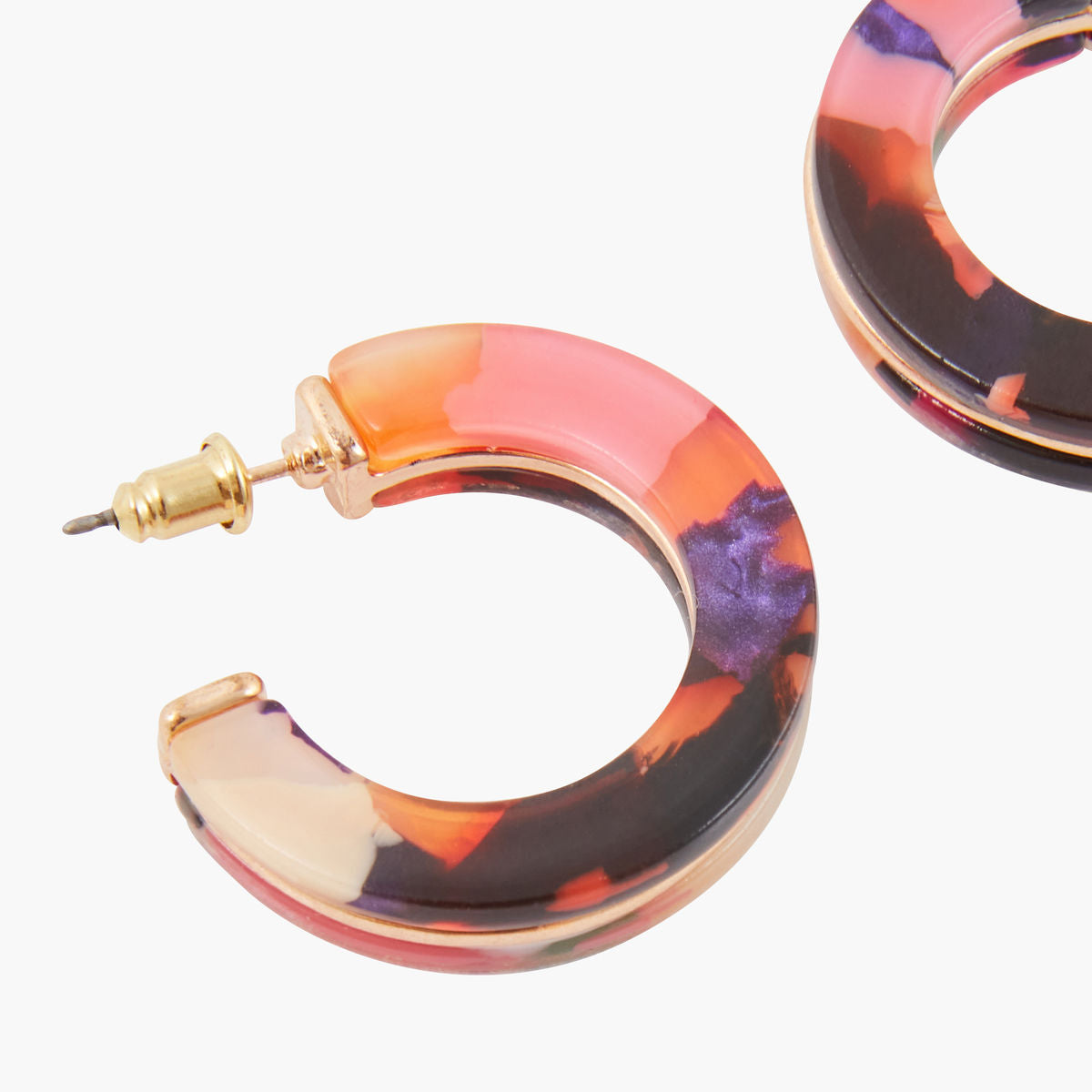 Boucles D'oreilles Créoles En Résine Multi-tortue - Grandes, Mode Cerceaux, Neuves Avec étiquettes