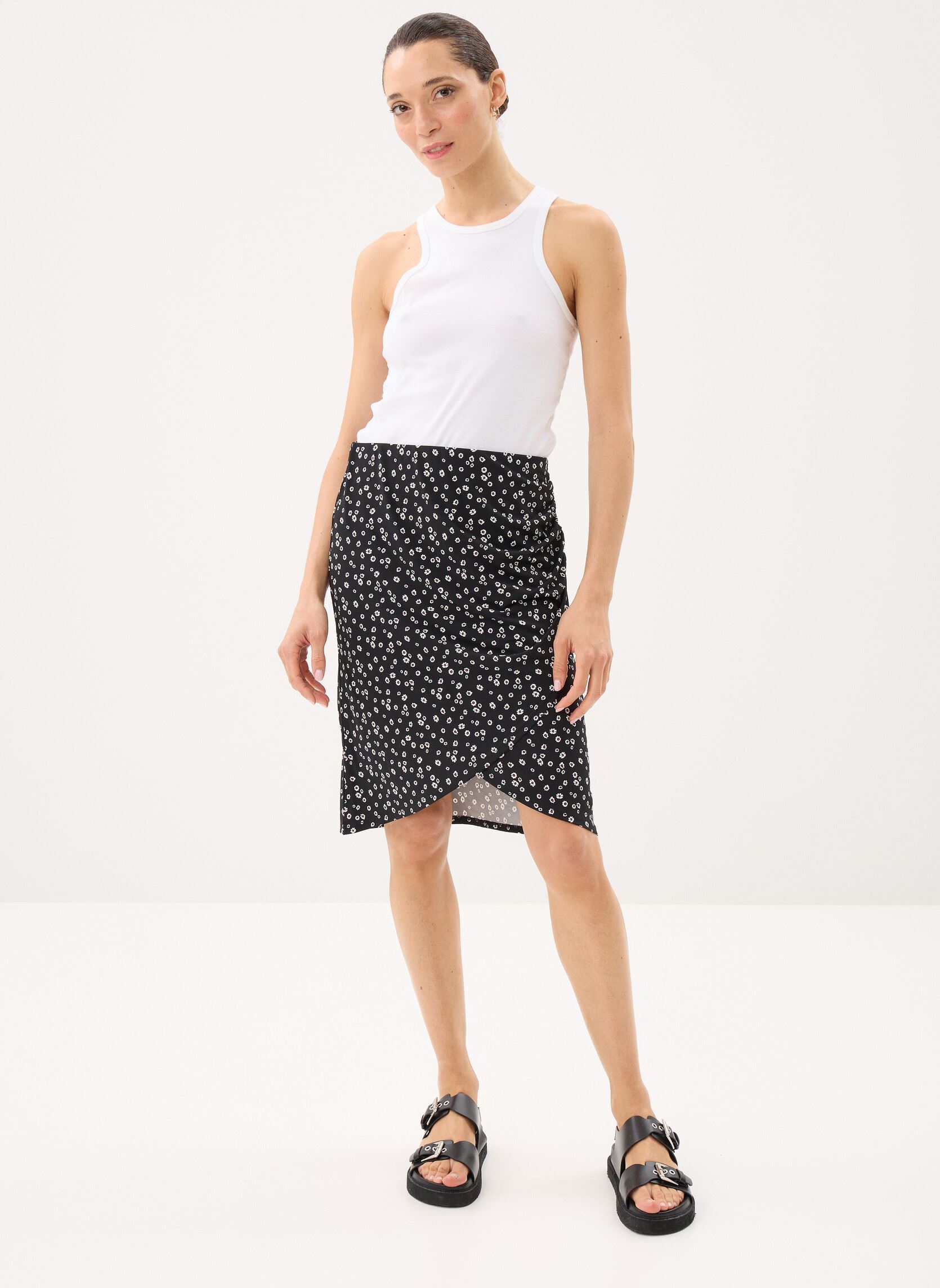Jupes courtes JFLEURIS femme noir MADE BY Jupes courtes JFLEURIS femme noir IMP_DAISY TRICO_BLACK