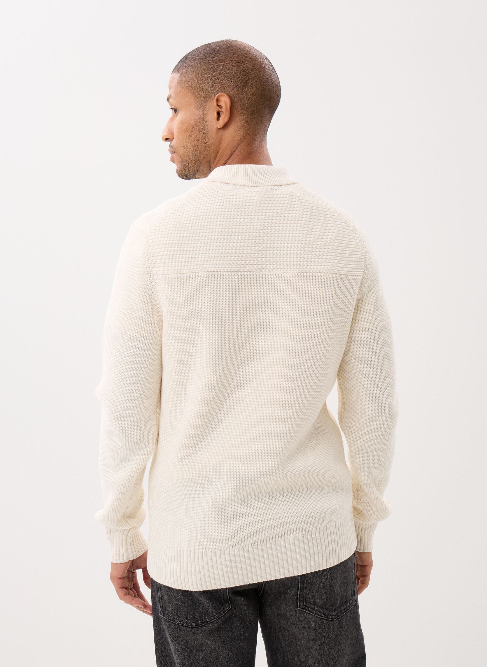 Truien PULL-POLO heren beige Marvin&Co Truien PULL-POLO heren beige Coconut Milk