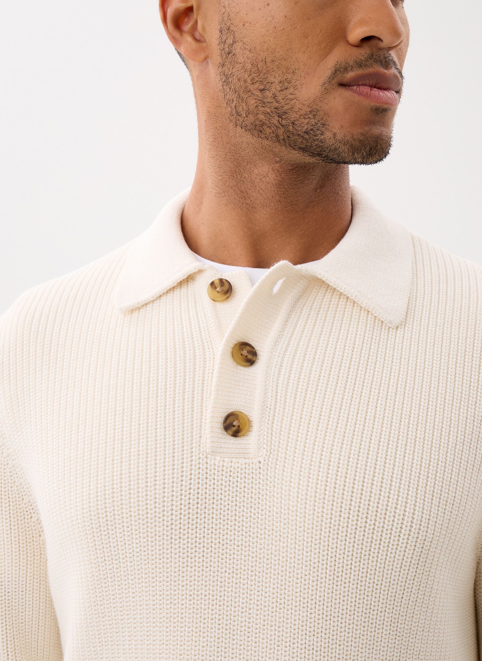 Truien PULL-POLO heren beige Marvin&Co Truien PULL-POLO heren beige Coconut Milk