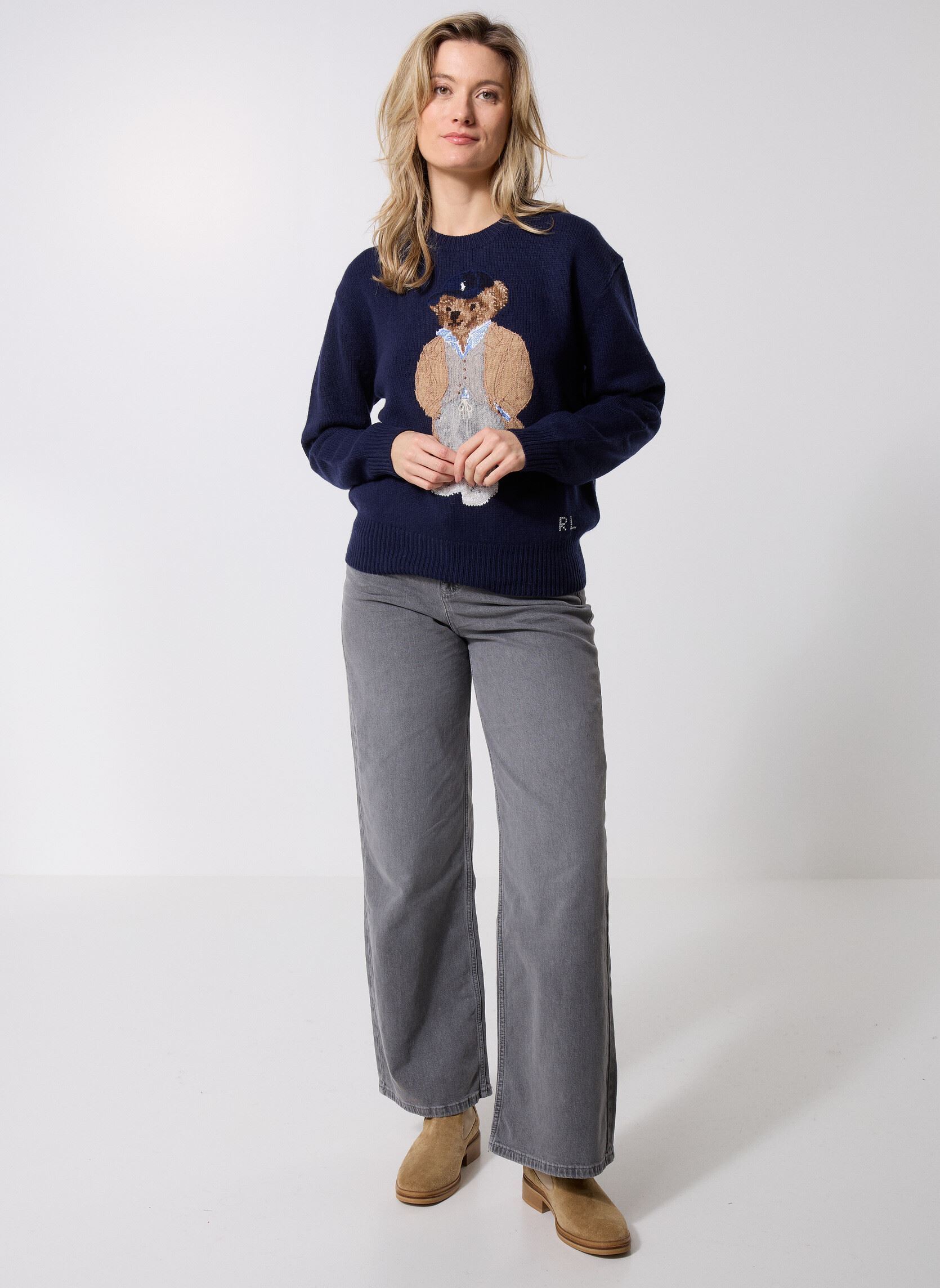 Pullover Pull Polo Bear en laine et cachemire damen blau Polo Ralph Lauren Pullover Pull Polo Bear en laine et cachemire damen blau Hunter Navy HN