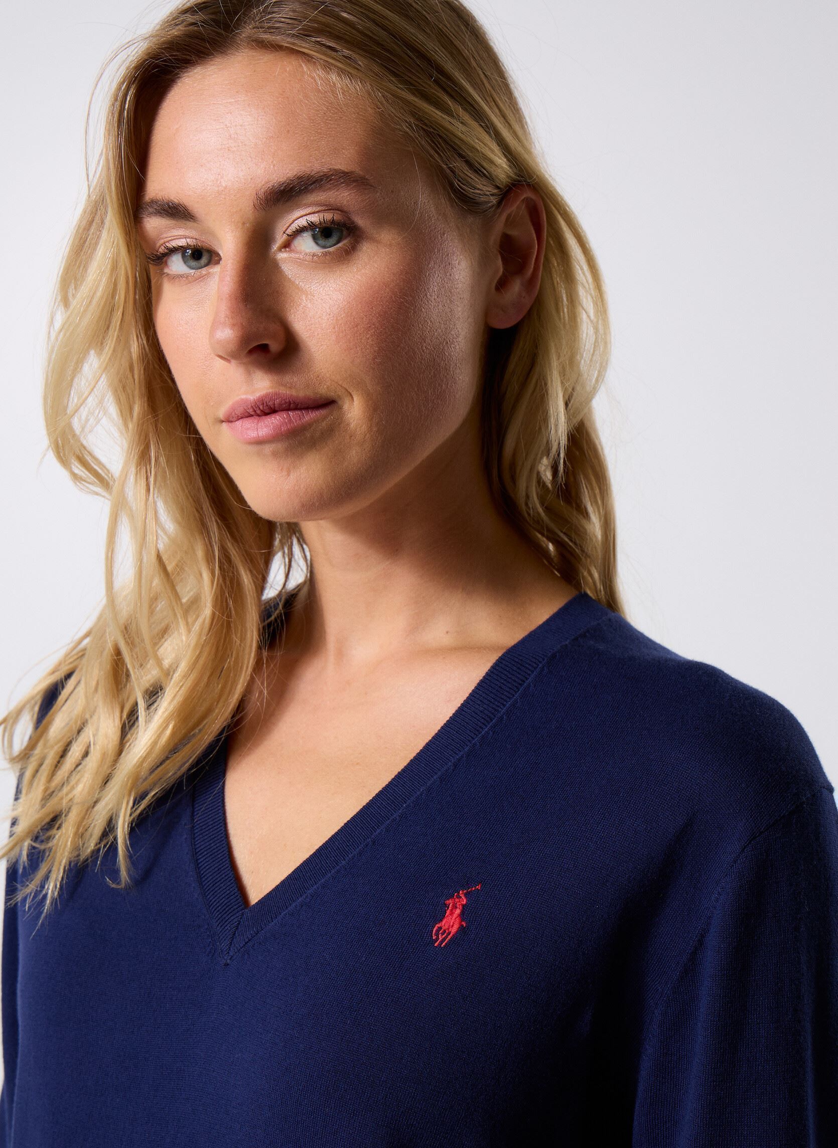 Pullover Pull col en V en coton damen blau Polo Ralph Lauren Pullover Pull col en V en coton damen blau BRIGHT NAVY