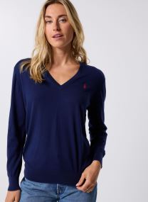 Pullover Pull col en V en coton damen blau