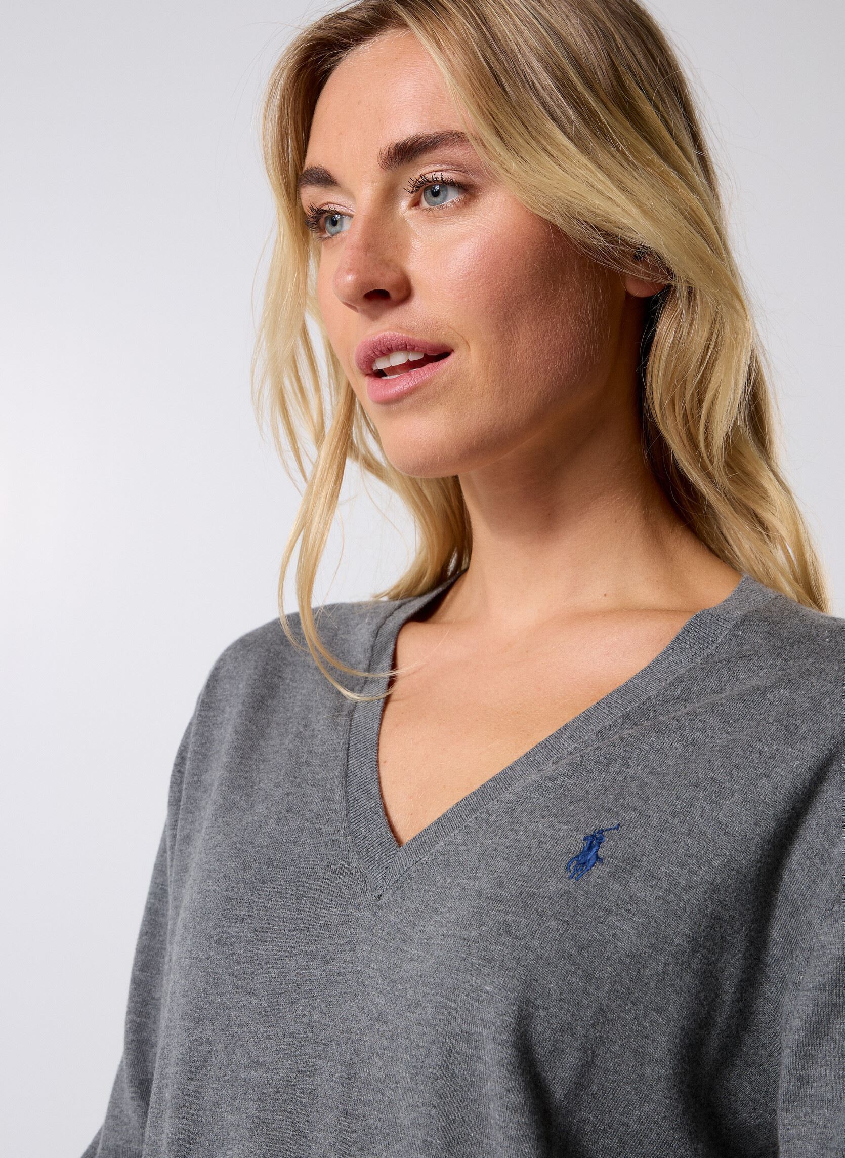 Pulls Pull col en V en coton femme gris Polo Ralph Lauren Pulls Pull col en V en coton femme gris ANTIQUE HEATHER