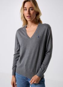 Pullover Pull col en V en coton damen blau