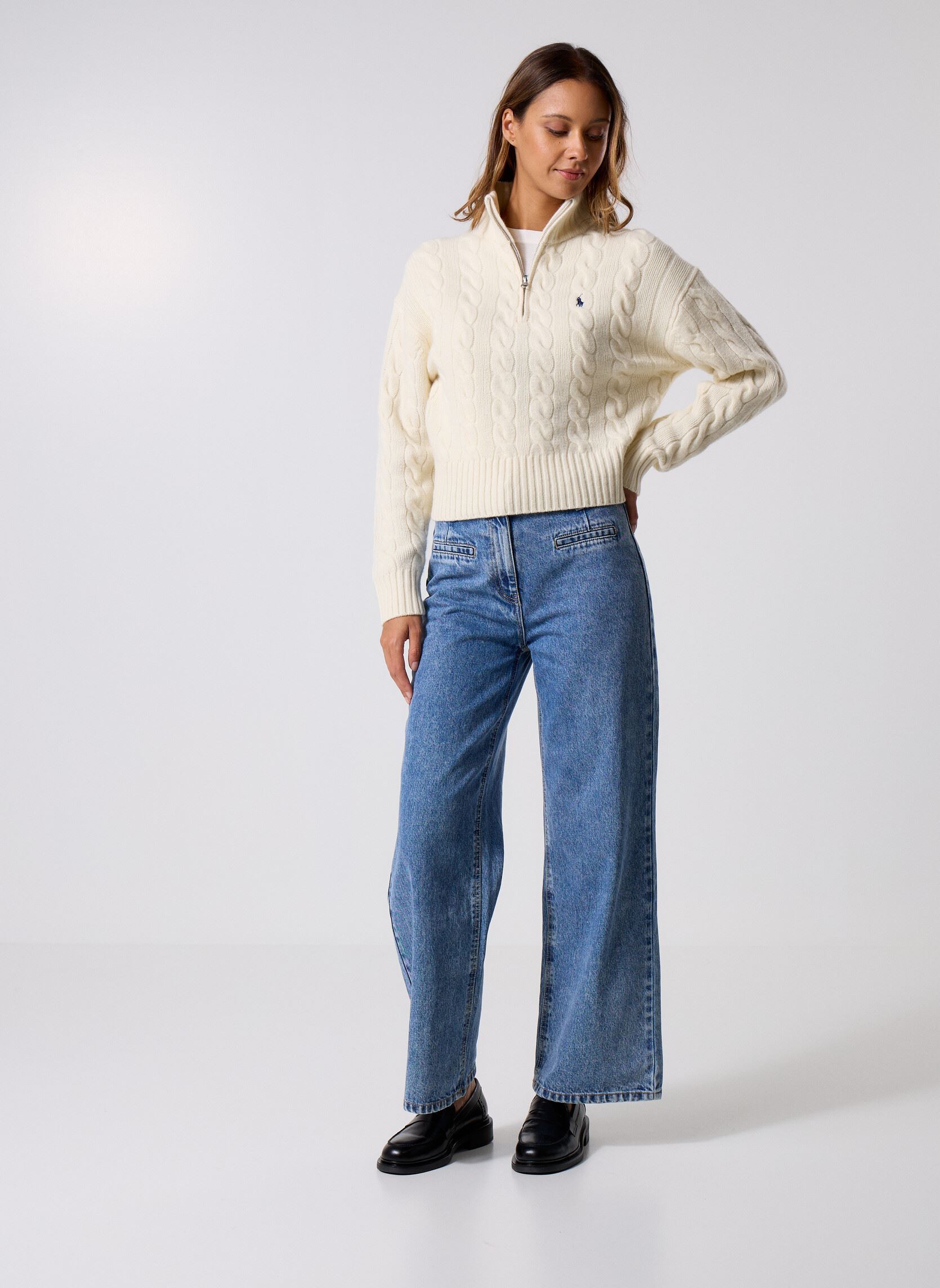 Pulls Pull demi-zippé en laine et cachemire femme blanc Polo Ralph Lauren Pulls Pull demi-zippé en laine et cachemire femme blanc AUTHENTIC CREAM AC