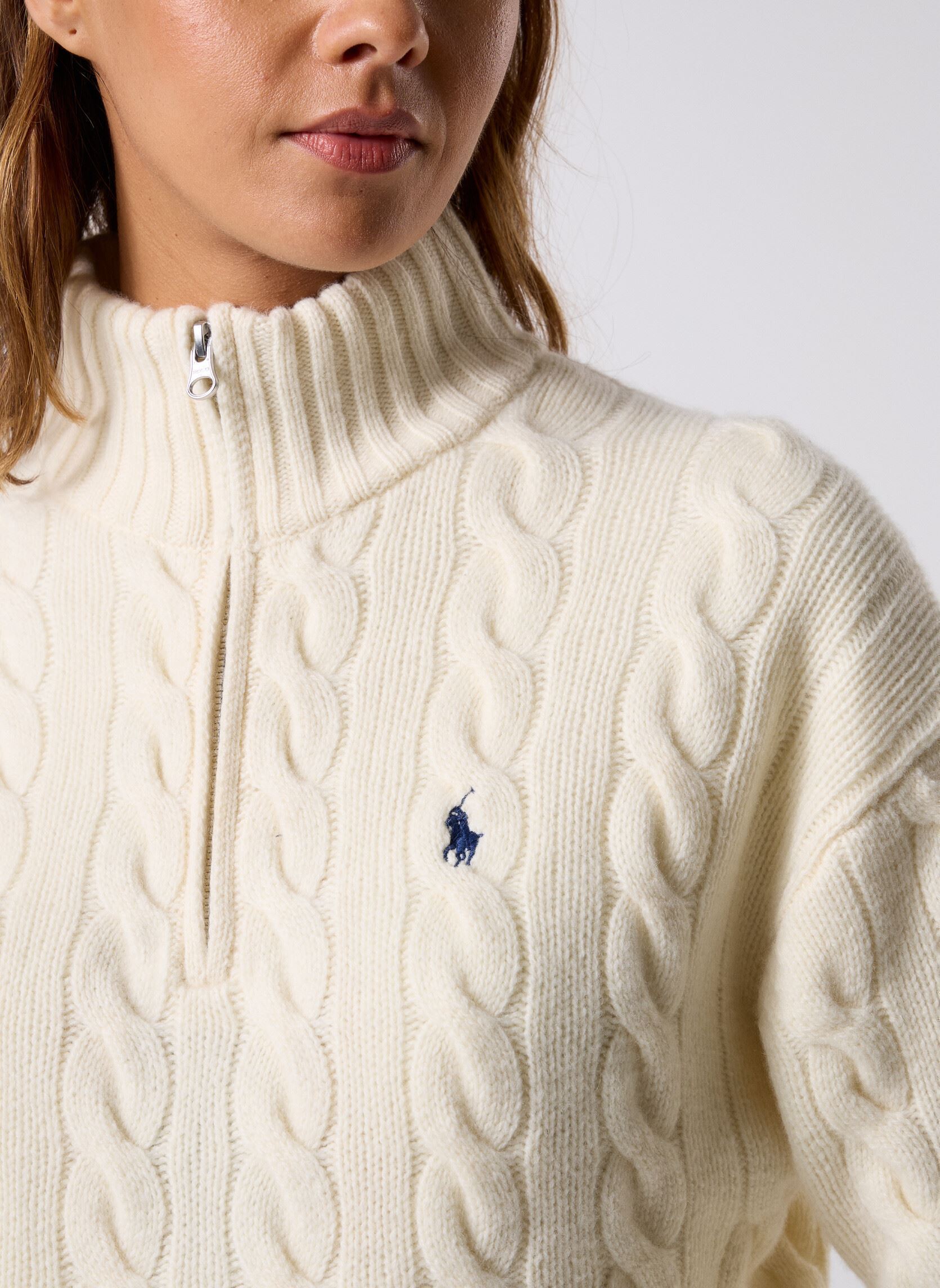 Pulls Pull demi-zippé en laine et cachemire femme blanc Polo Ralph Lauren Pulls Pull demi-zippé en laine et cachemire femme blanc AUTHENTIC CREAM AC