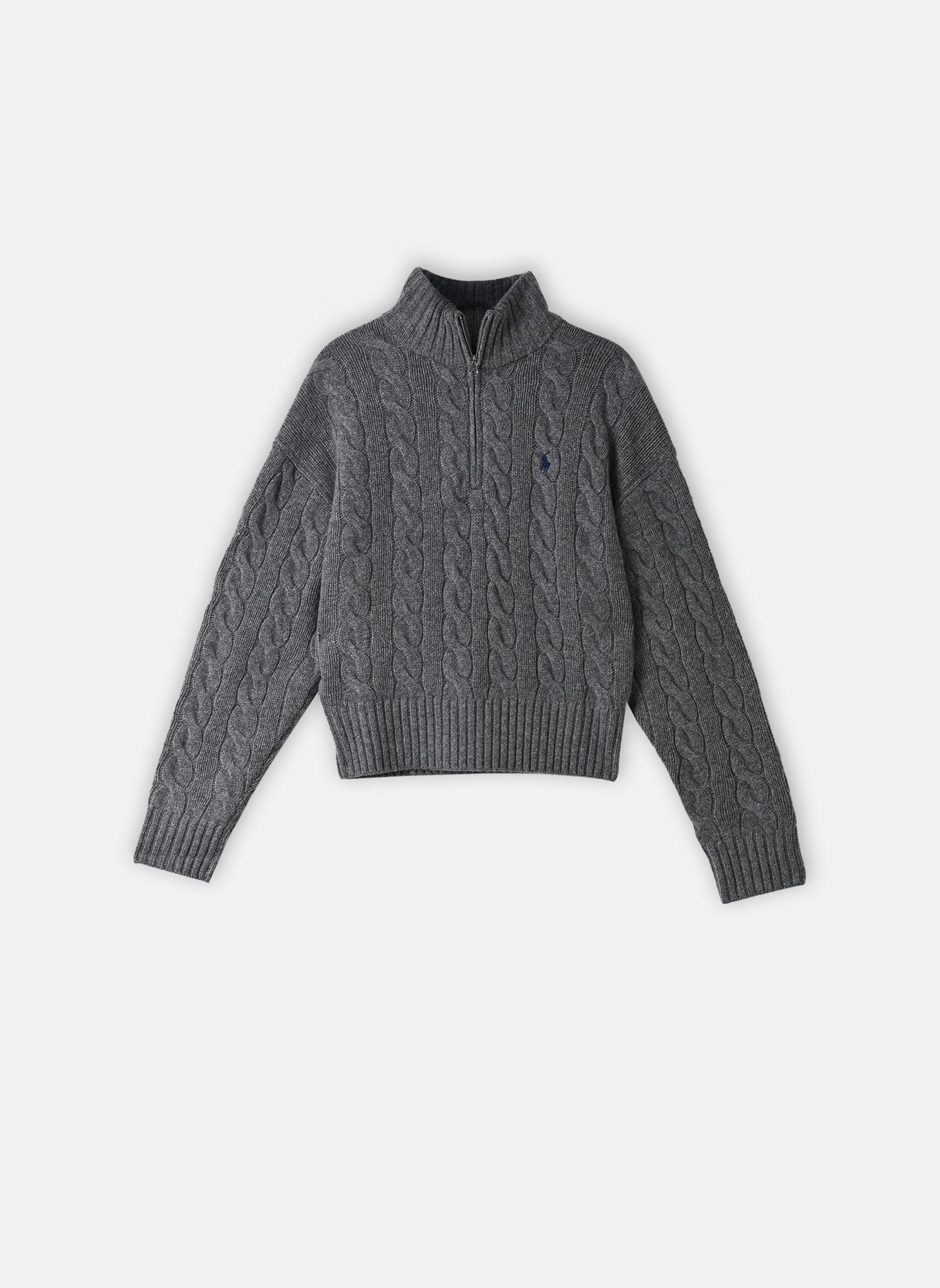 Truien Pull demi-zippé en laine et cachemire dames grijs Polo Ralph Lauren Truien Pull demi-zippé en laine et cachemire dames grijs FLANNEL GREY HEATHER