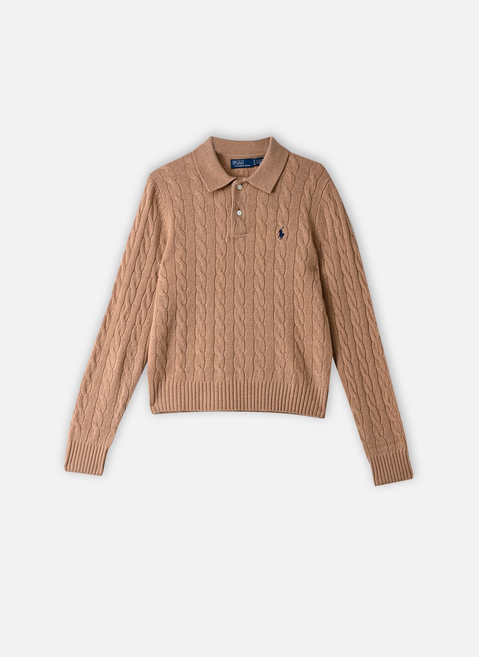 Truien Cable-Knit Wool-Cashmere Polo Sweater dames bruin Polo Ralph Lauren Truien Cable-Knit Wool-Cashmere Polo Sweater dames bruin COLLECTION CAMEL MELANGE