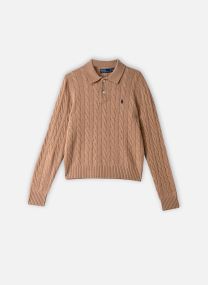 Truien Cable-Knit Wool-Cashmere Polo Sweater dames bruin