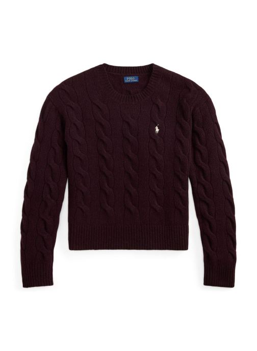 Polo Ralph Lauren Pulls Cable-Knit Wool-Cashmere Sweater femme violet