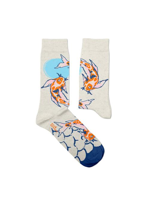 Sock Affairs Chaussettes chaussettes-tatouage-carpes-koi homme gris