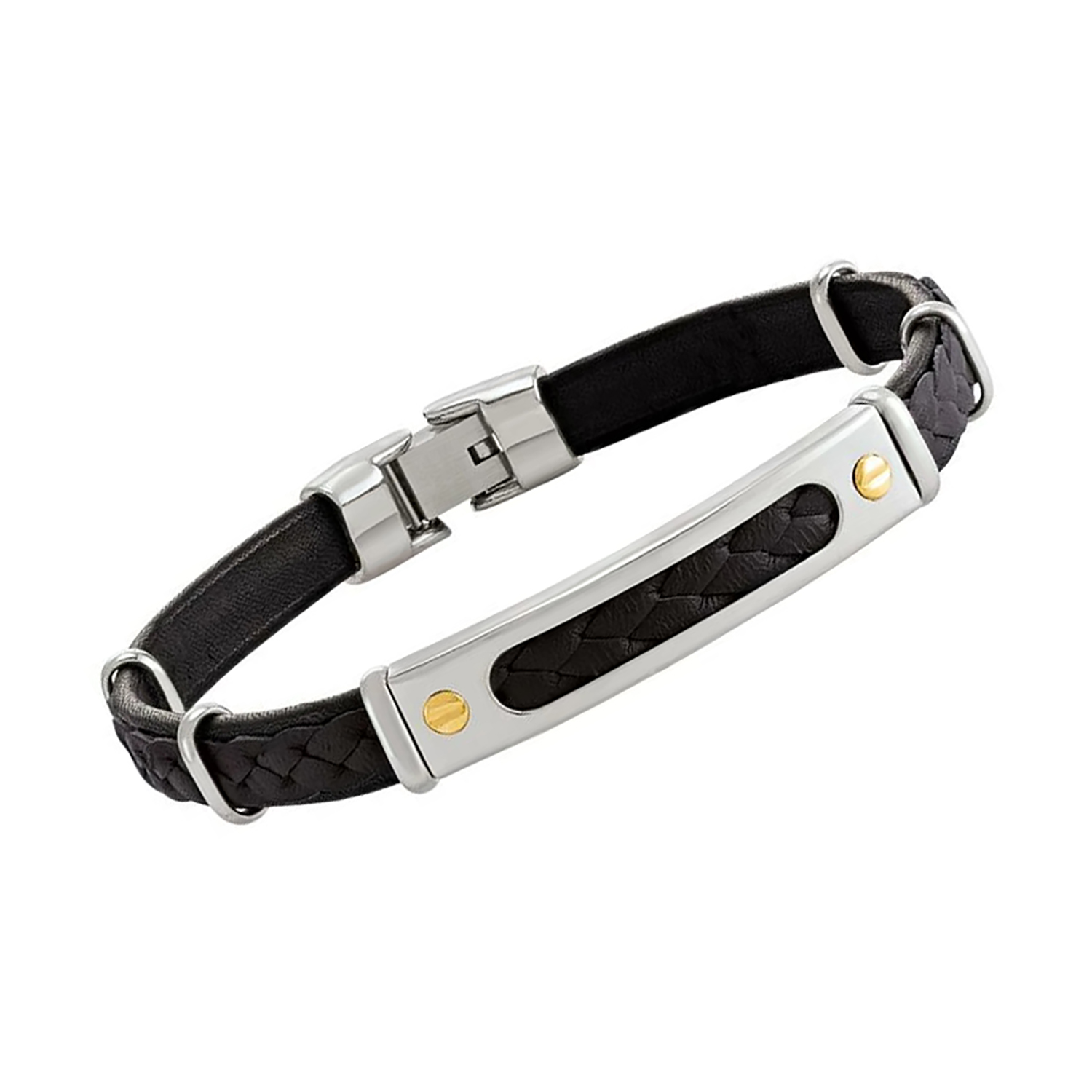 Bracelet De Chapeau Twister Cuir M&F WESTERN PROD - Noir, Ovale Argent, Neuf