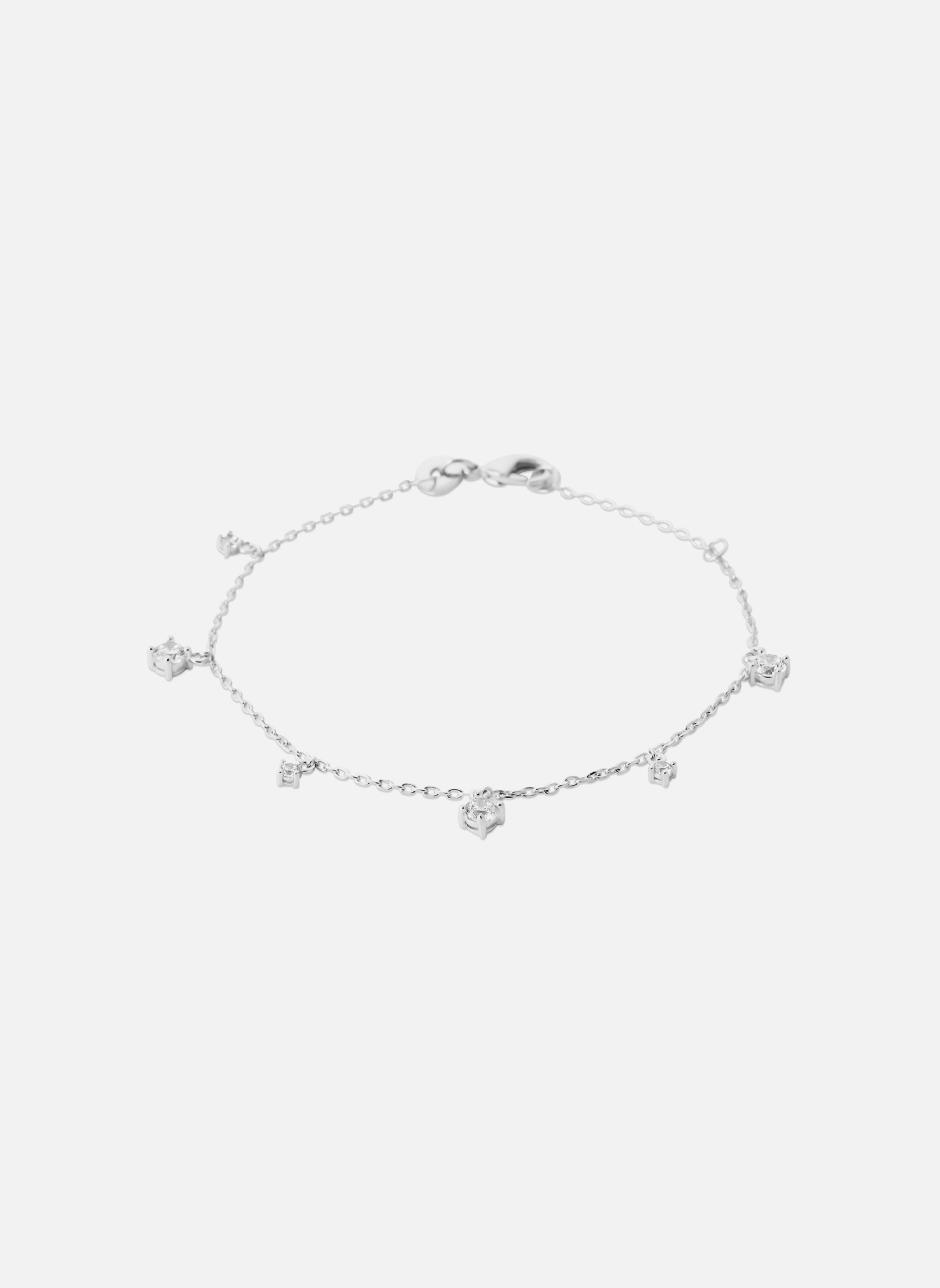 Bracelet Pampilles Argenté Avec Pierres De Verre - Style Ethnique - Occasion Bon état - Accessoire Mode