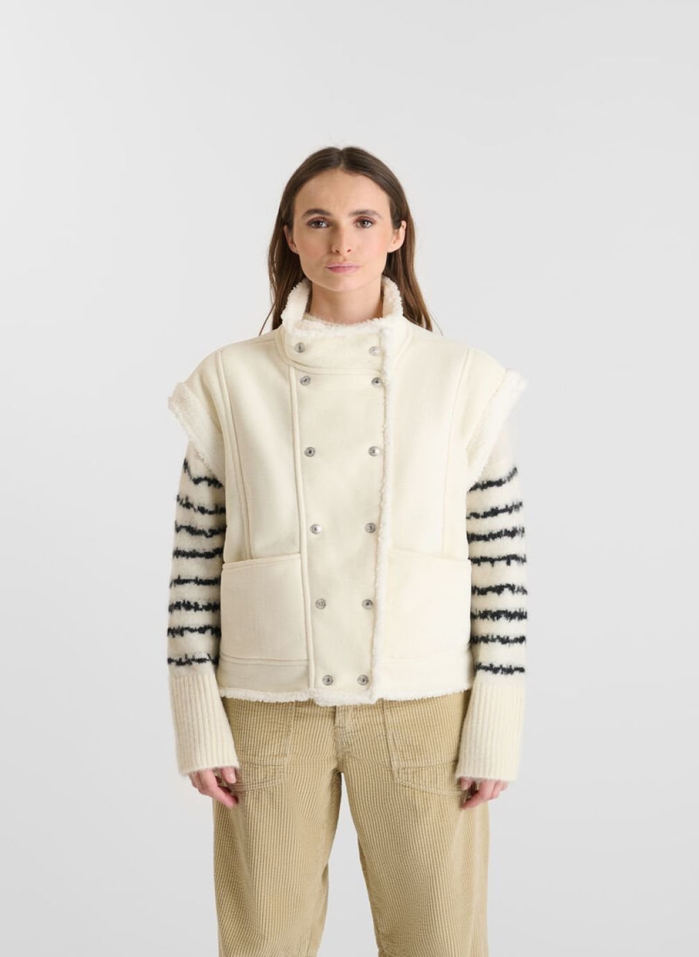 Vestes Veste sans manches FUJI White femme blanc Le temps des cerises Vestes Veste sans manches FUJI White femme blanc Blanc