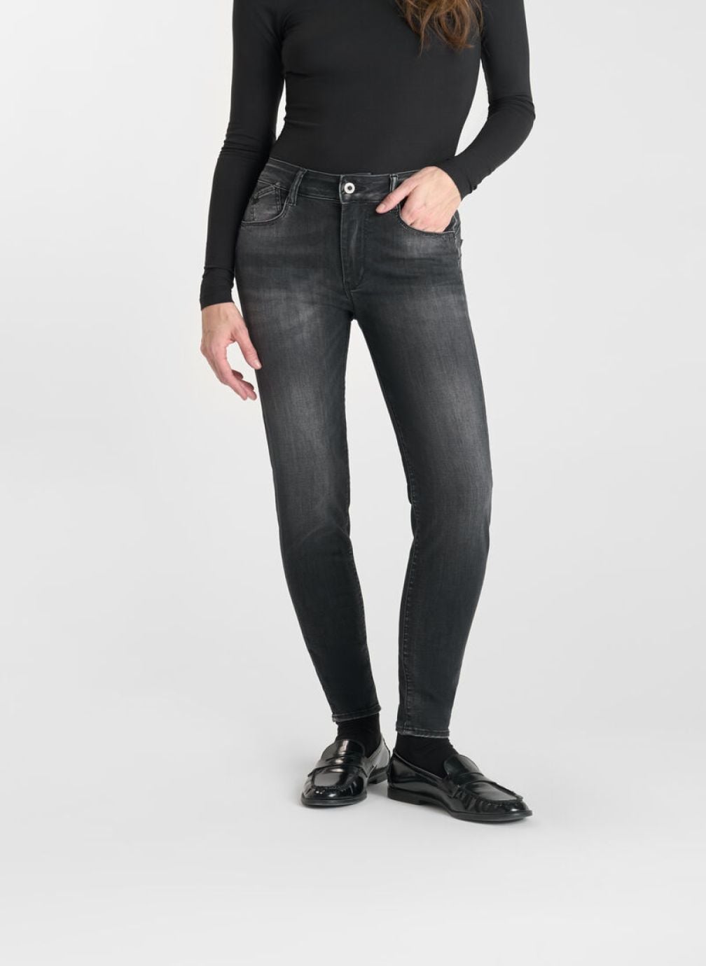 Jeans droit Jeans push-up slim taille haute PULP Black femme noir Le temps des cerises Jeans droit Jeans push-up slim taille haute PULP Black femme noir Noir