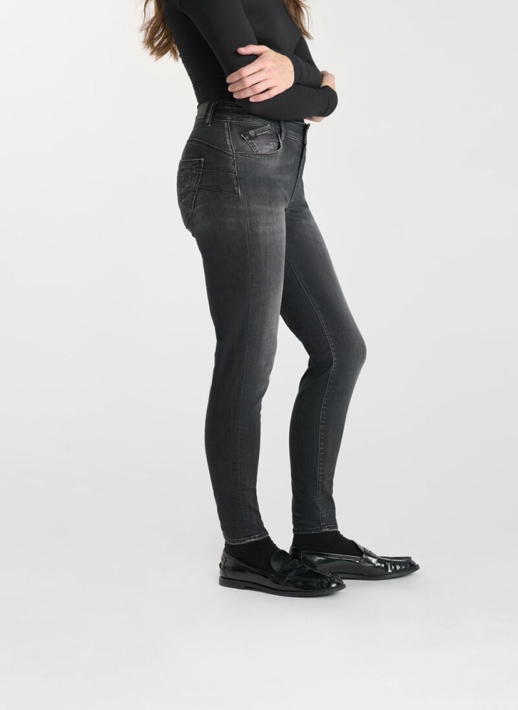 Jeans droit Jeans push-up slim taille haute PULP Black femme noir Le temps des cerises Jeans droit Jeans push-up slim taille haute PULP Black femme noir Noir