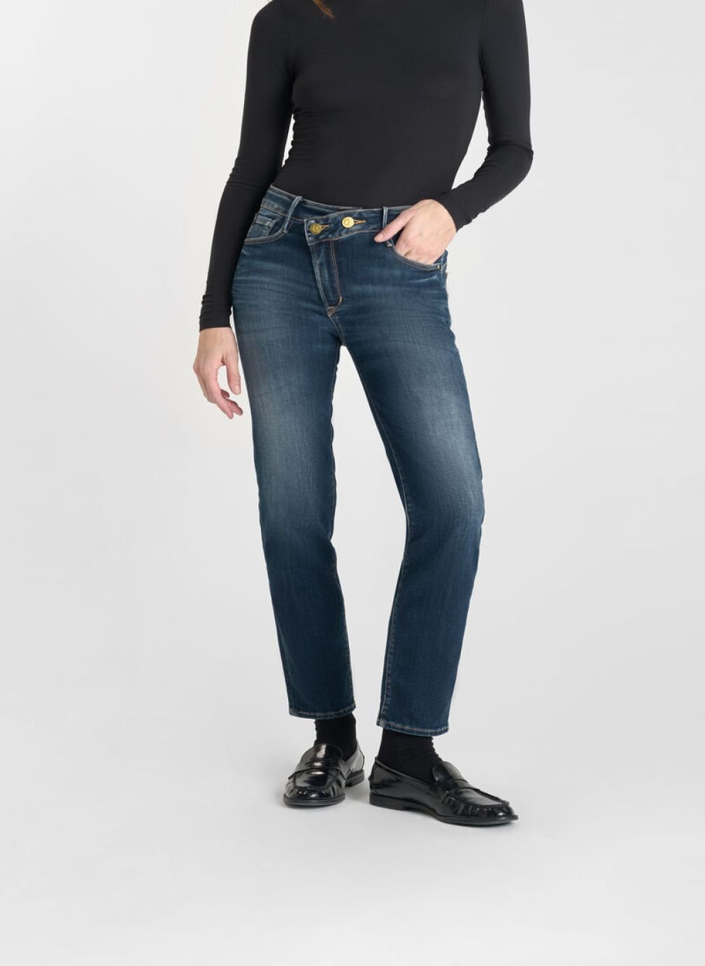 Jeans droit Jeans push-up droite taille haute PULP Blue femme bleu Le temps des cerises Jeans droit Jeans push-up droite taille haute PULP Blue femme bleu Bleu