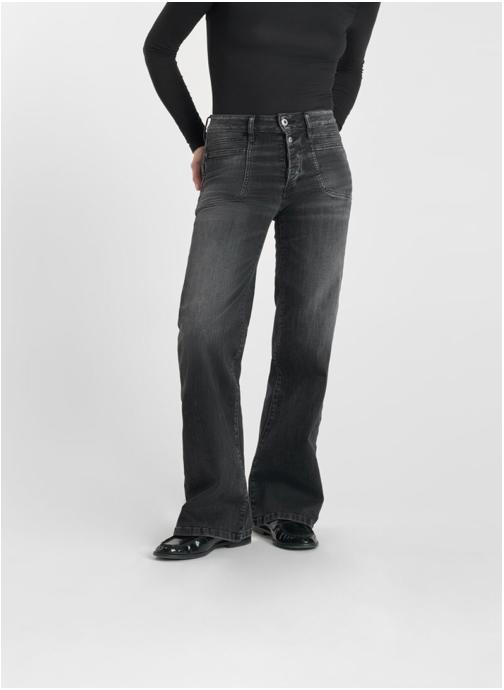 Le temps des cerises Jeans droit Jeans flare PULP high flare Black femme noir
