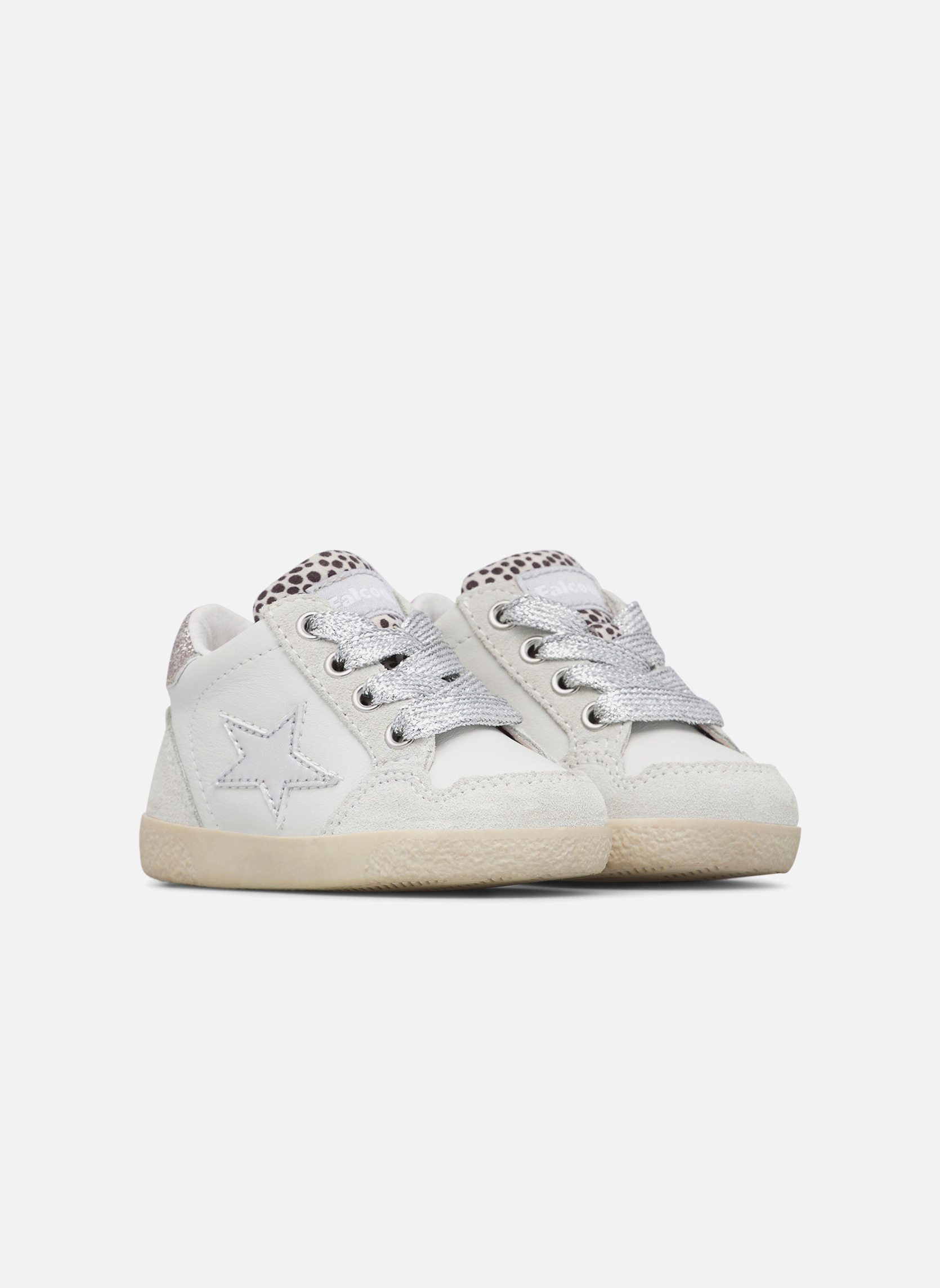SHIN ZIP. - Baskets en similicuir et tissu - Blanc-Lilas SHIN ZIP. - Baskets en similicuir et tissu - Blanc-Lilas