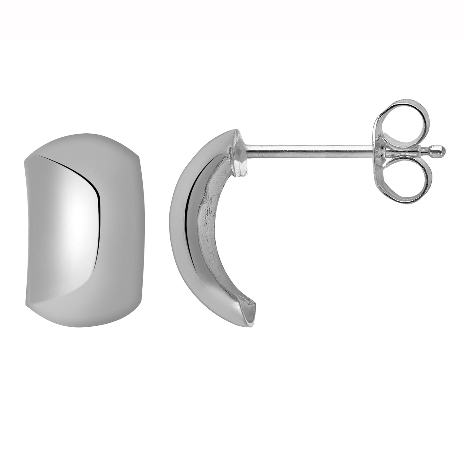 Boucles D'oreilles Demi-créole En Argent Massif - Bijou D'occasion, Fermoir à Clous, Style Intemporel