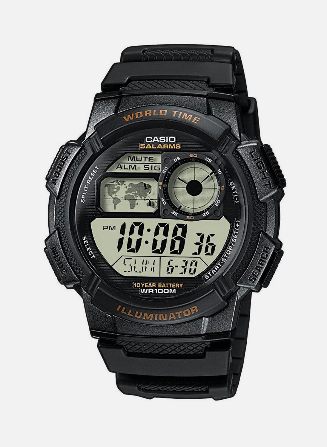 Montre Sport Casio Multifonctions Noire - Chrono, Alarme, Étanche 10 Bar
