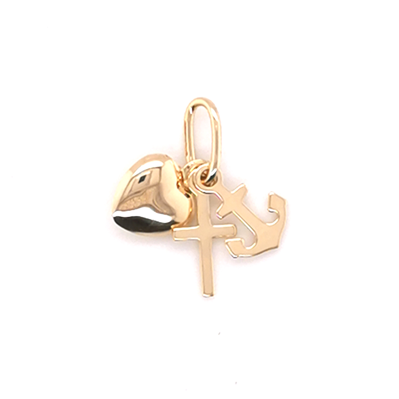 Pendentif En Or Jaune 18K Cœur/croix/ancre - 0,35 G - Dolly-Bijoux - Neuf Avec étiquettes