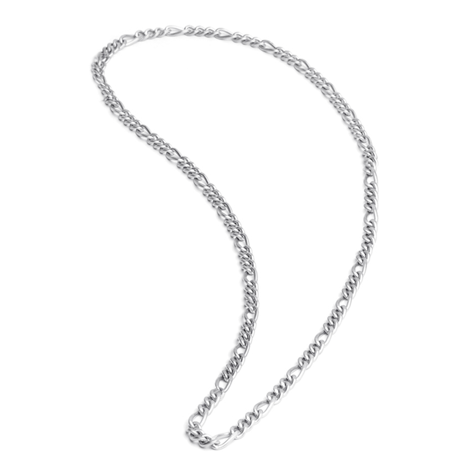 XUANPAI Bracelet Collier Personnalisé Chaîne Gourmette - Chaîne Figaro 1+3 Homme Collier et Bracelet Acier Inoxydable Argenté Bijoux Homme Cadeau pour Anniersaire Noël Père Frère Mari
