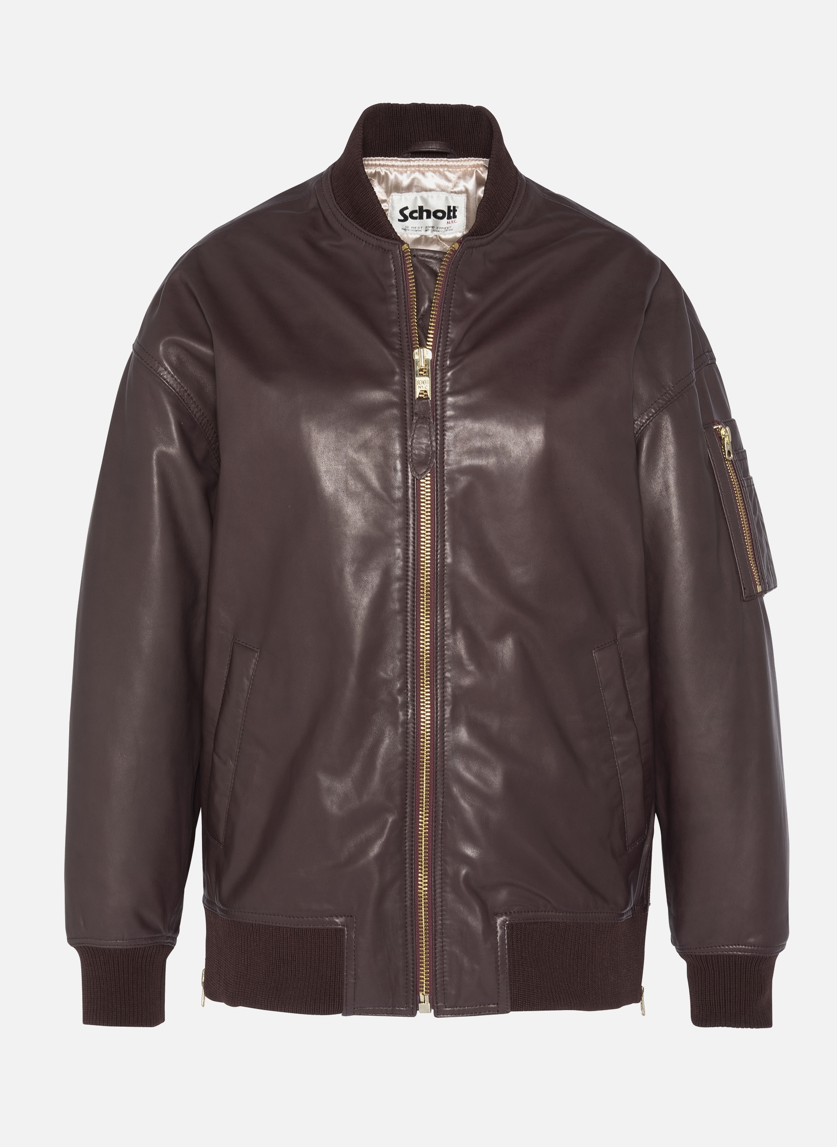 Vestes Bomber MA-1 long Noir femme rouge Schott Vestes Bomber MA-1 long Noir femme rouge Rouge foncé