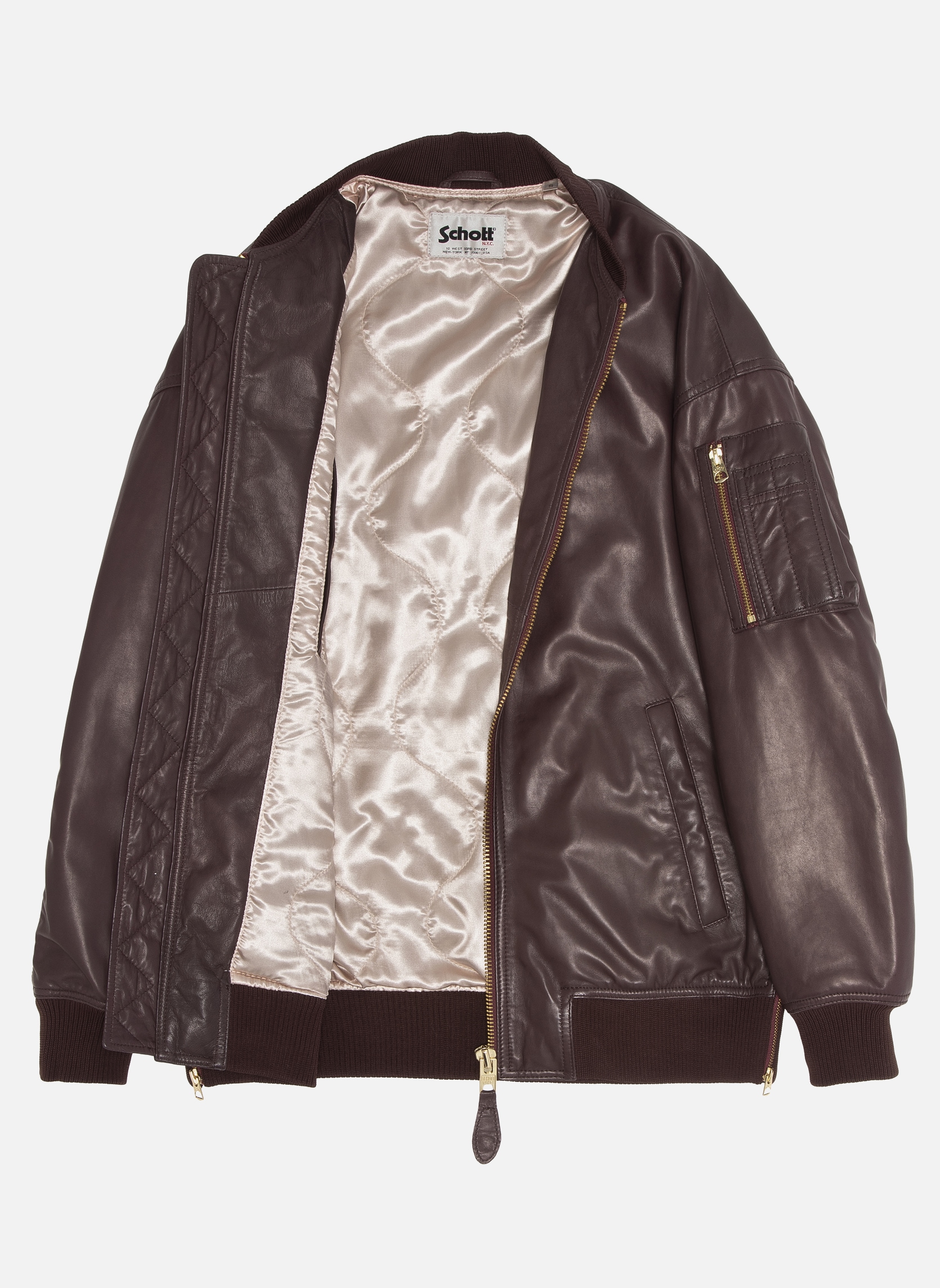 Vestes Bomber MA-1 long Noir femme rouge Schott Vestes Bomber MA-1 long Noir femme rouge Rouge foncé