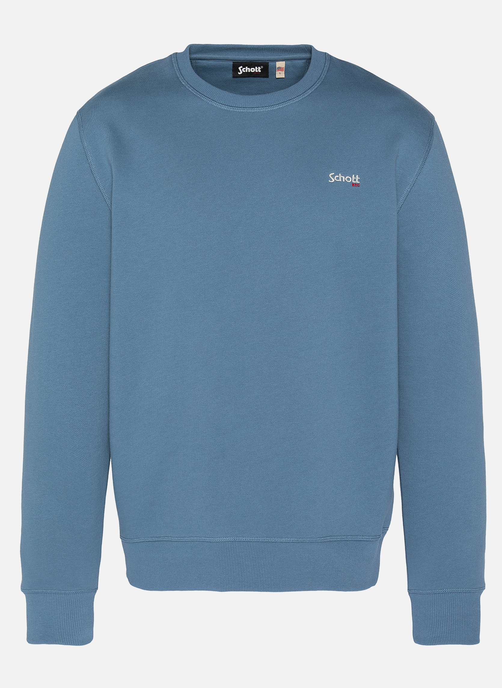 Schott Sweats à capuche Sweatshirt col rond en molleton épais Bleu