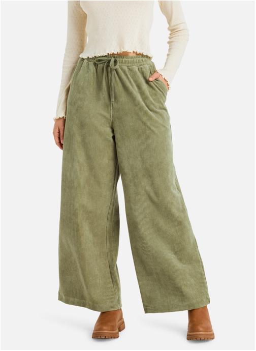 Roxy Pantalons droit Easy Wear/Coupe confortable - Pantalon en velours côtelé LEKEITIO KNIT. femme vert
