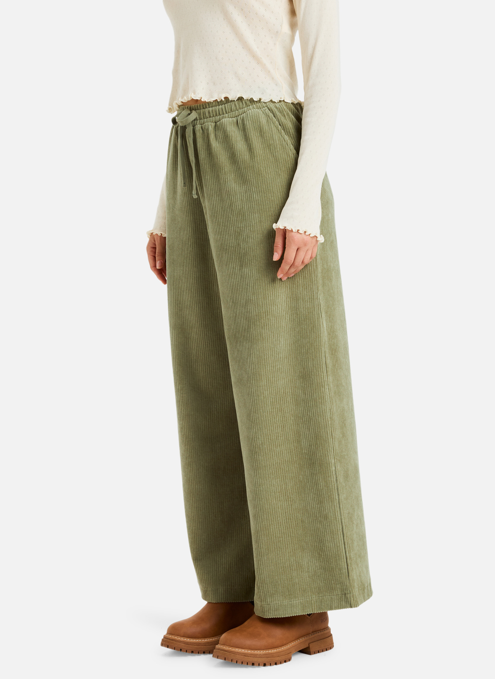 Pantalons droit Easy Wear/Coupe confortable - Pantalon en velours côtelé LEKEITIO KNIT. femme vert Roxy Pantalons droit Easy Wear/Coupe confortable - Pantalon en velours côtelé LEKEITIO KNIT. femme vert green
