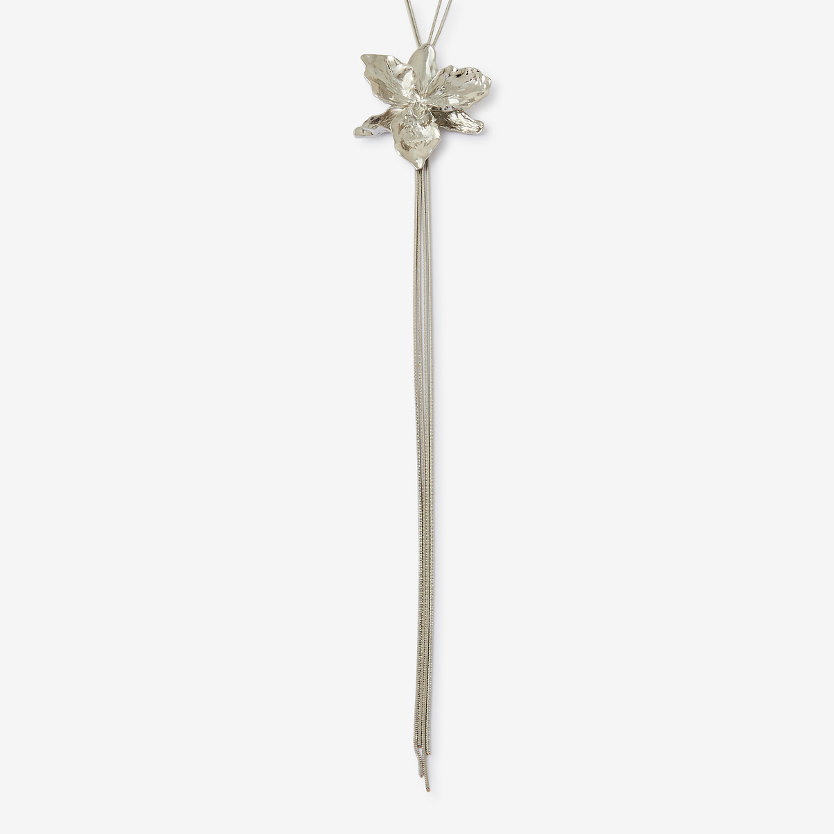 Collier Court Vintage - Métal Argenté, Pierre Céladon, Années 80