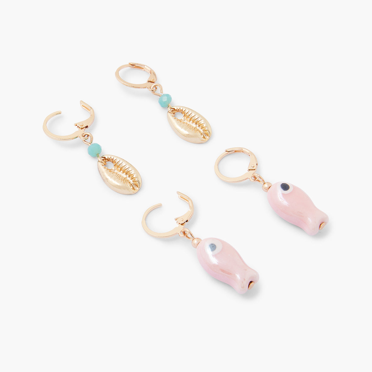 Boucles D'oreilles Clips Originales En Coquillages Et Rotin - Modèle W290 - Occasion En Parfait état