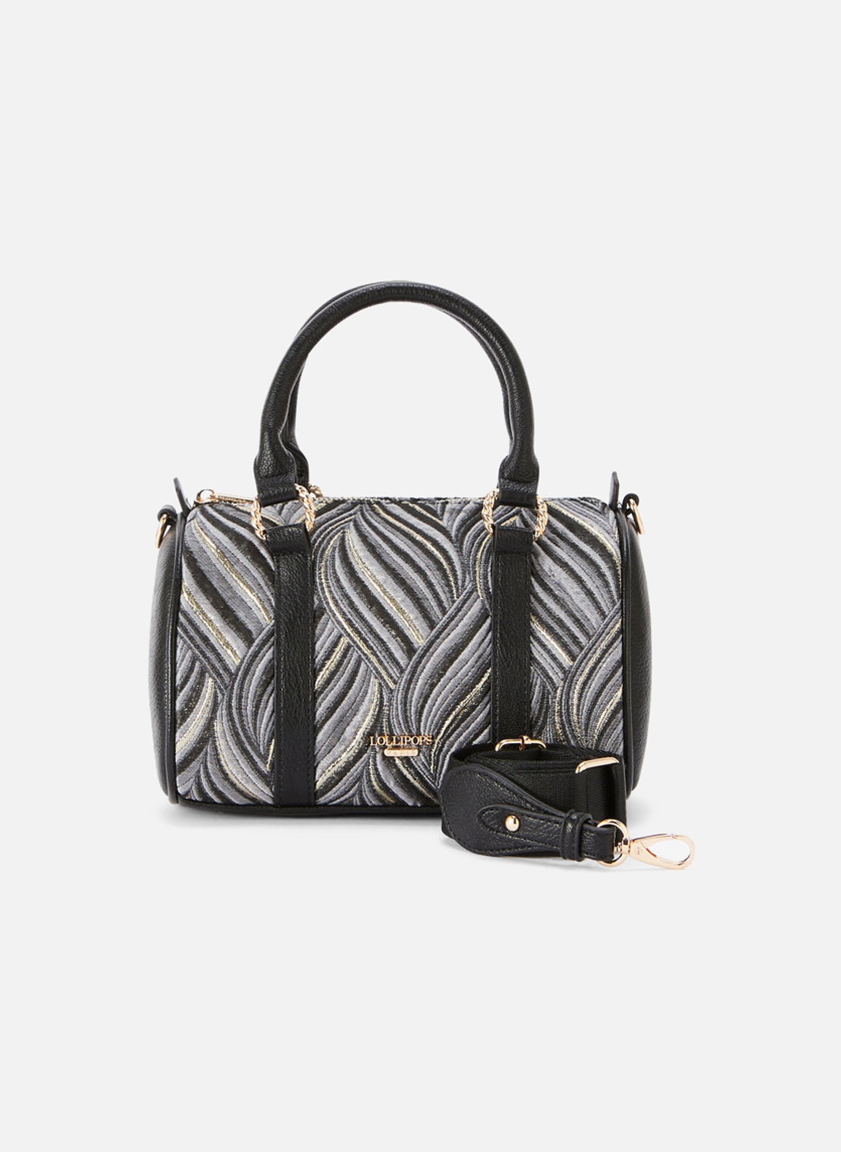 Sac Cartable Lollipops Verni Gris Pourpre – Faux Cuir, Doublure Tissu, Style Jour