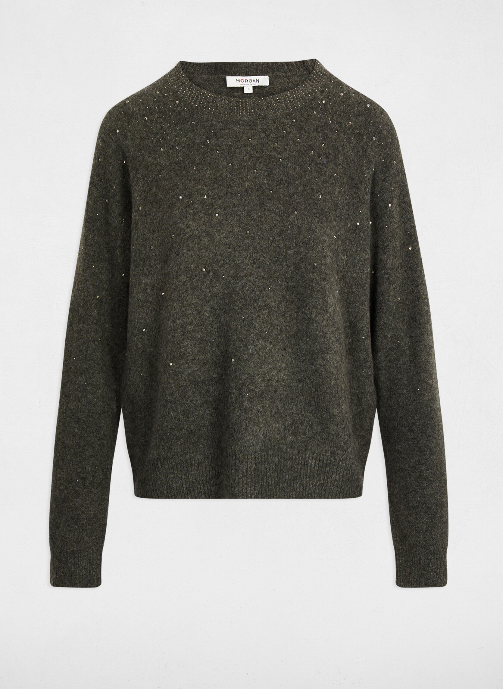 Pull homme à col rond à côtes en laine mérinos écru | Le Minor